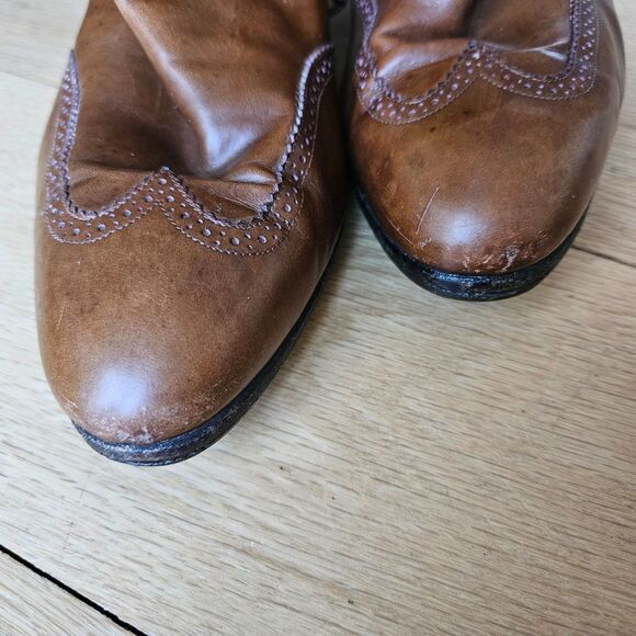 Salvatore Ferragamo CARLA women's Brouged Leather Dress Boots, Camel size 7 - Picture 2 of 12